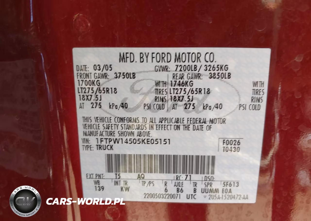 2005 Ford F-150 Fx4-Lariat-Xlt VIN:1FTPW14505KE05151 - 9