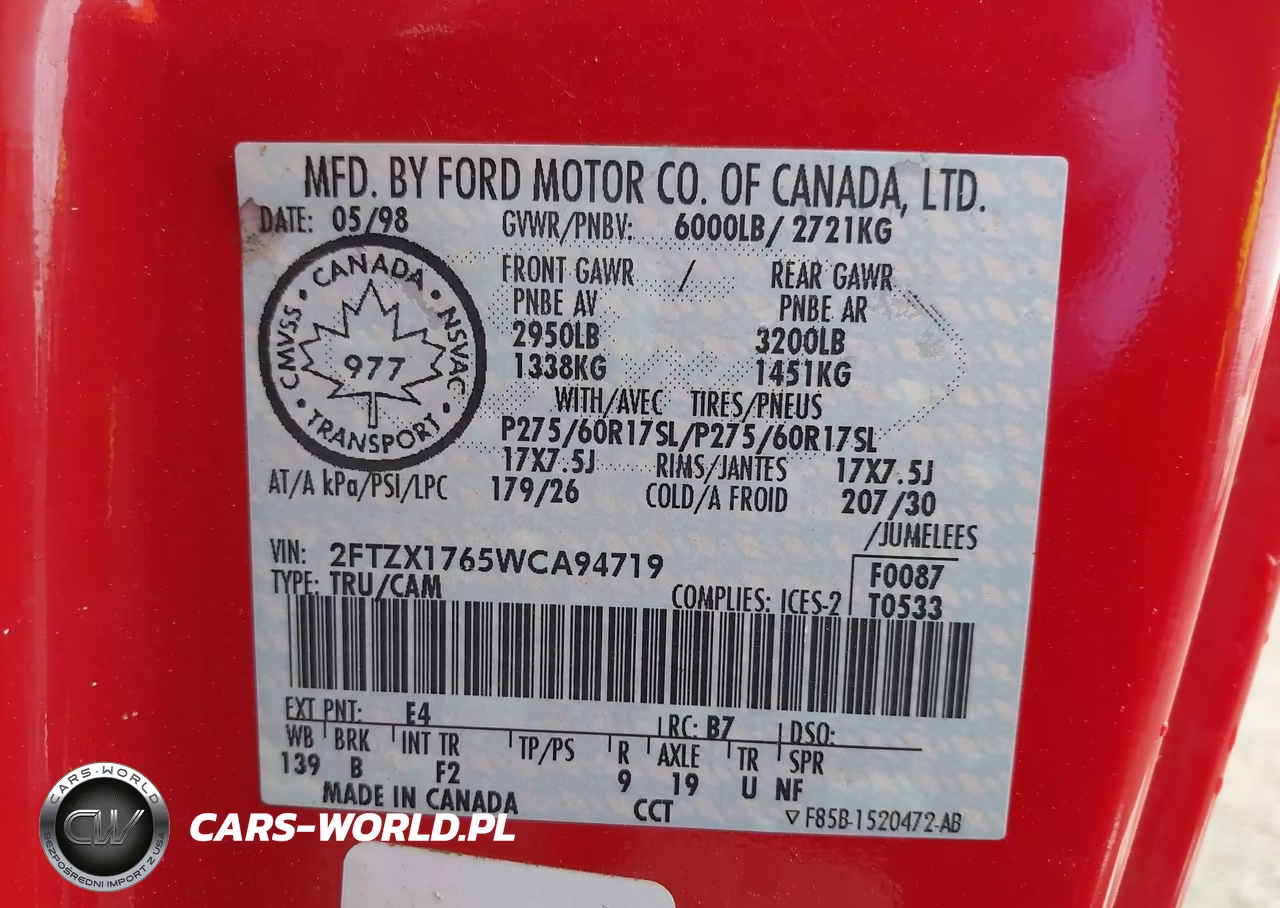 1998 Ford F-150 Lariat-Standard-Xl-Xlt VIN:2FTZX1765WCA94719 - 9