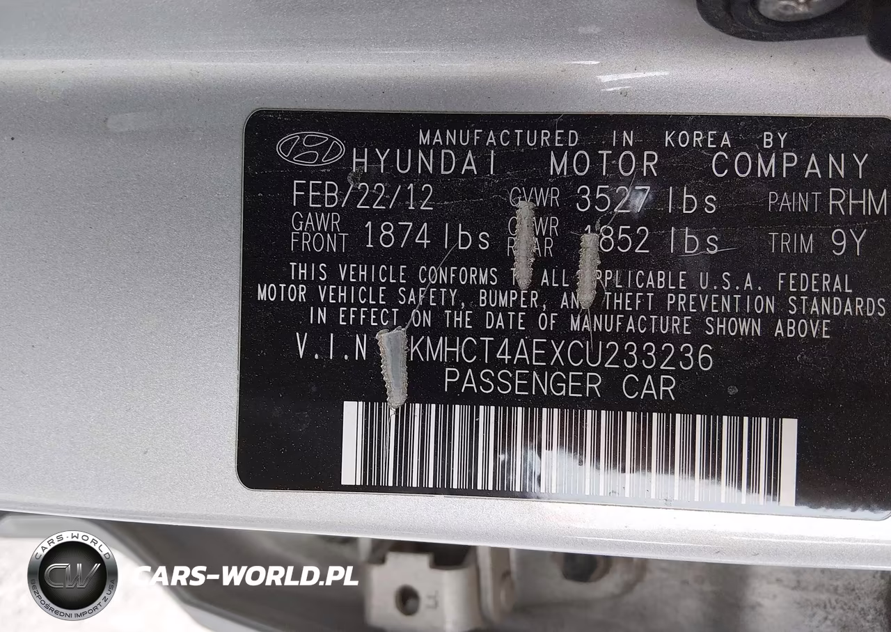 2012 Hyundai Accent Gls VIN:KMHCT4AEXCU233236 - 9