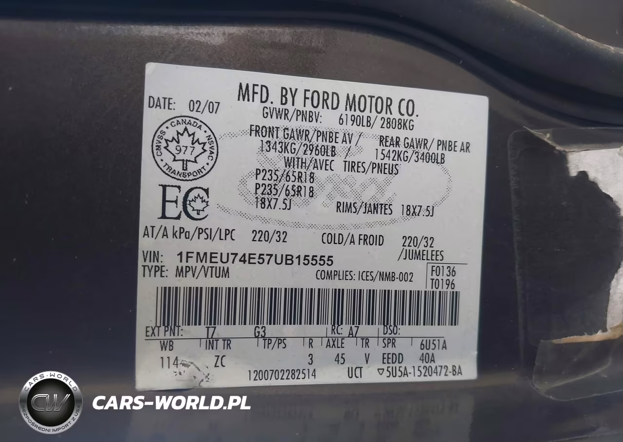 2007 Ford Explorer Eddie Bauer VIN:1FMEU74E57UB15555 - 9