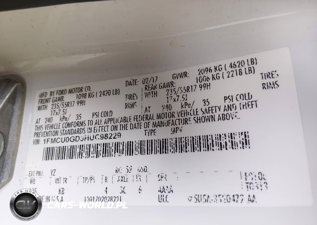 2017 Ford Escape Se VIN:1FMCU0GD3HUC98229 - 9