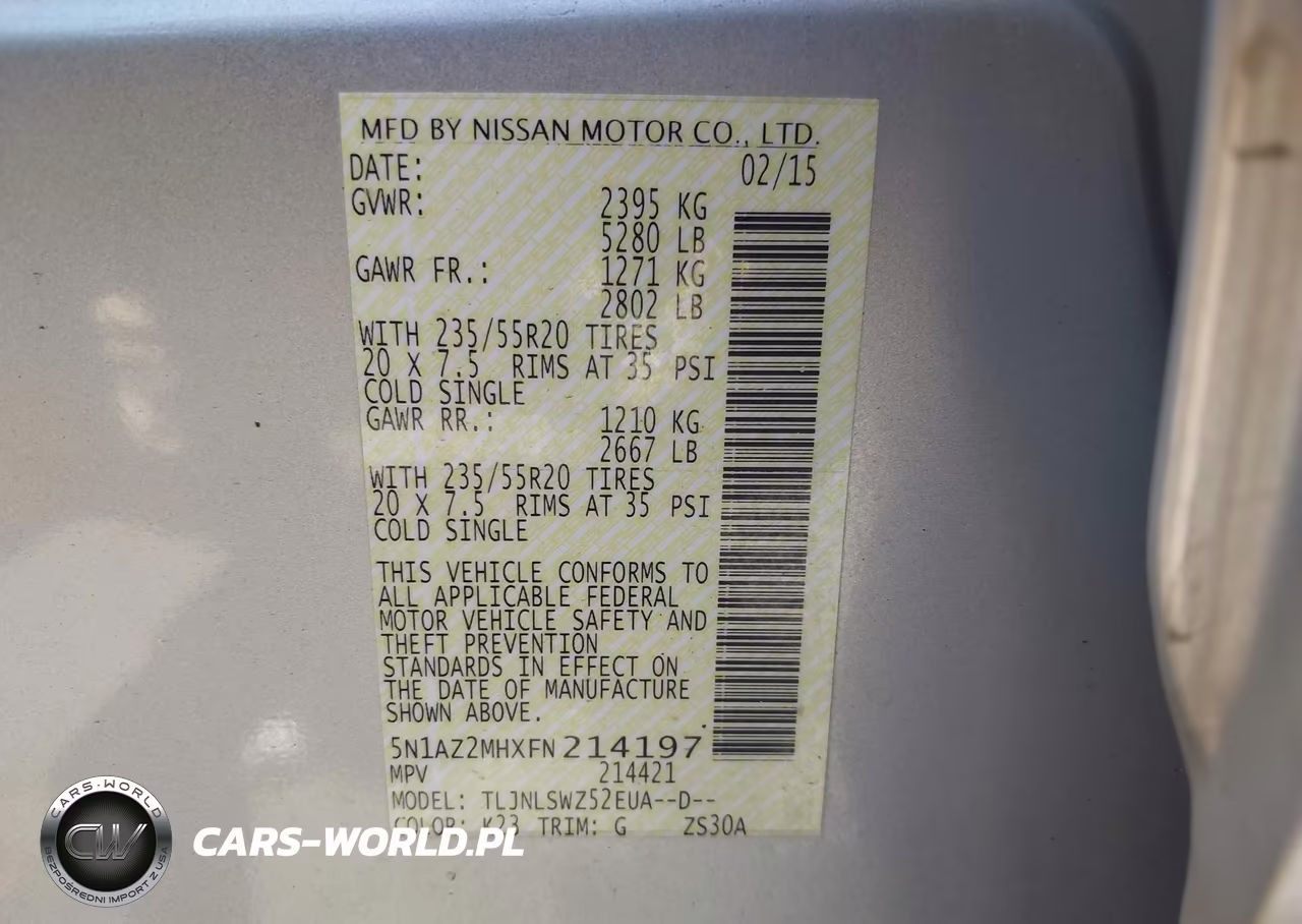 2015 Nissan Murano Platinum VIN:5N1AZ2MHXFN214197 - 9
