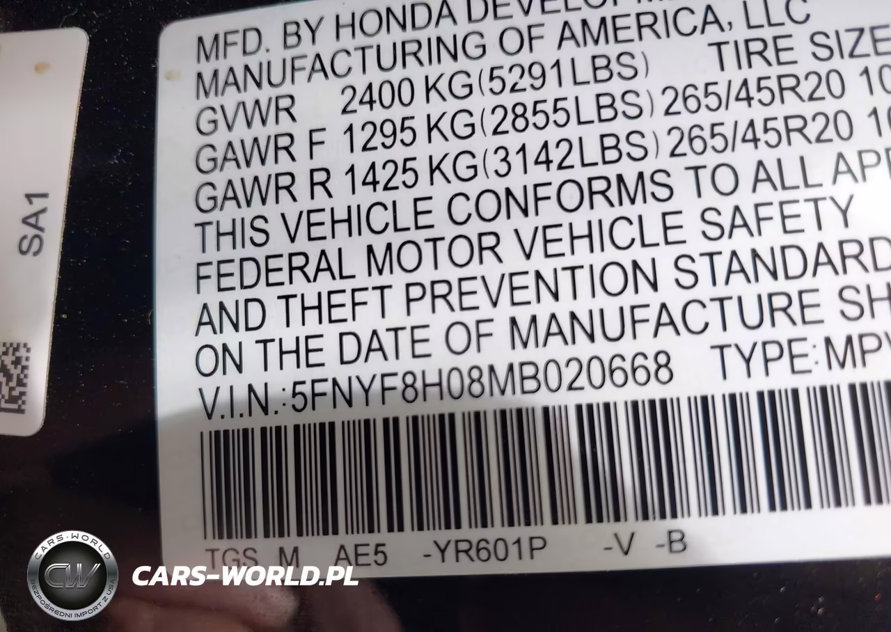 2021 Honda Passport Awd Elite VIN:5FNYF8H08MB020668 - 9