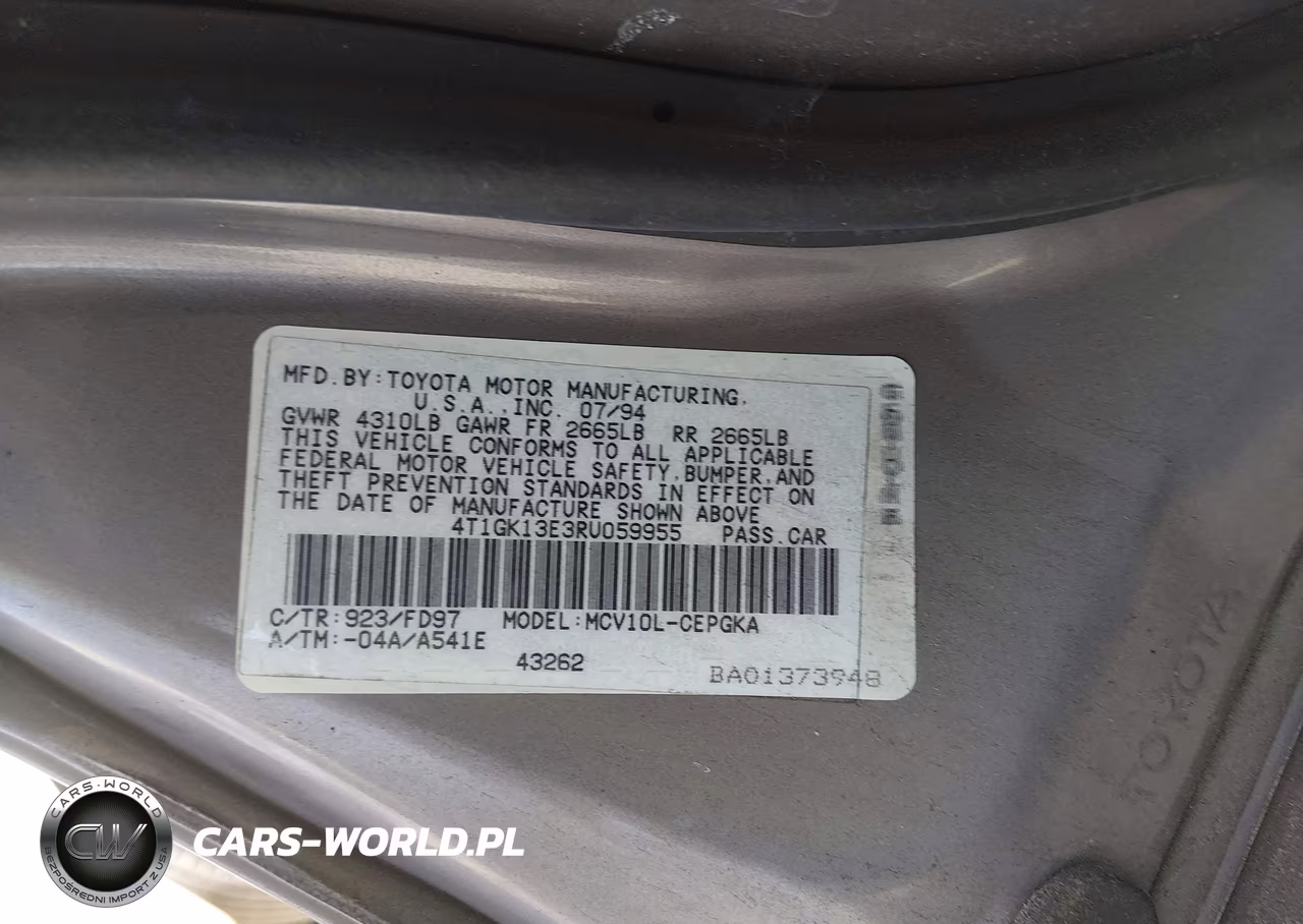 1994 Toyota Camry Xle VIN:4T1GK13E3RU059955 - 9