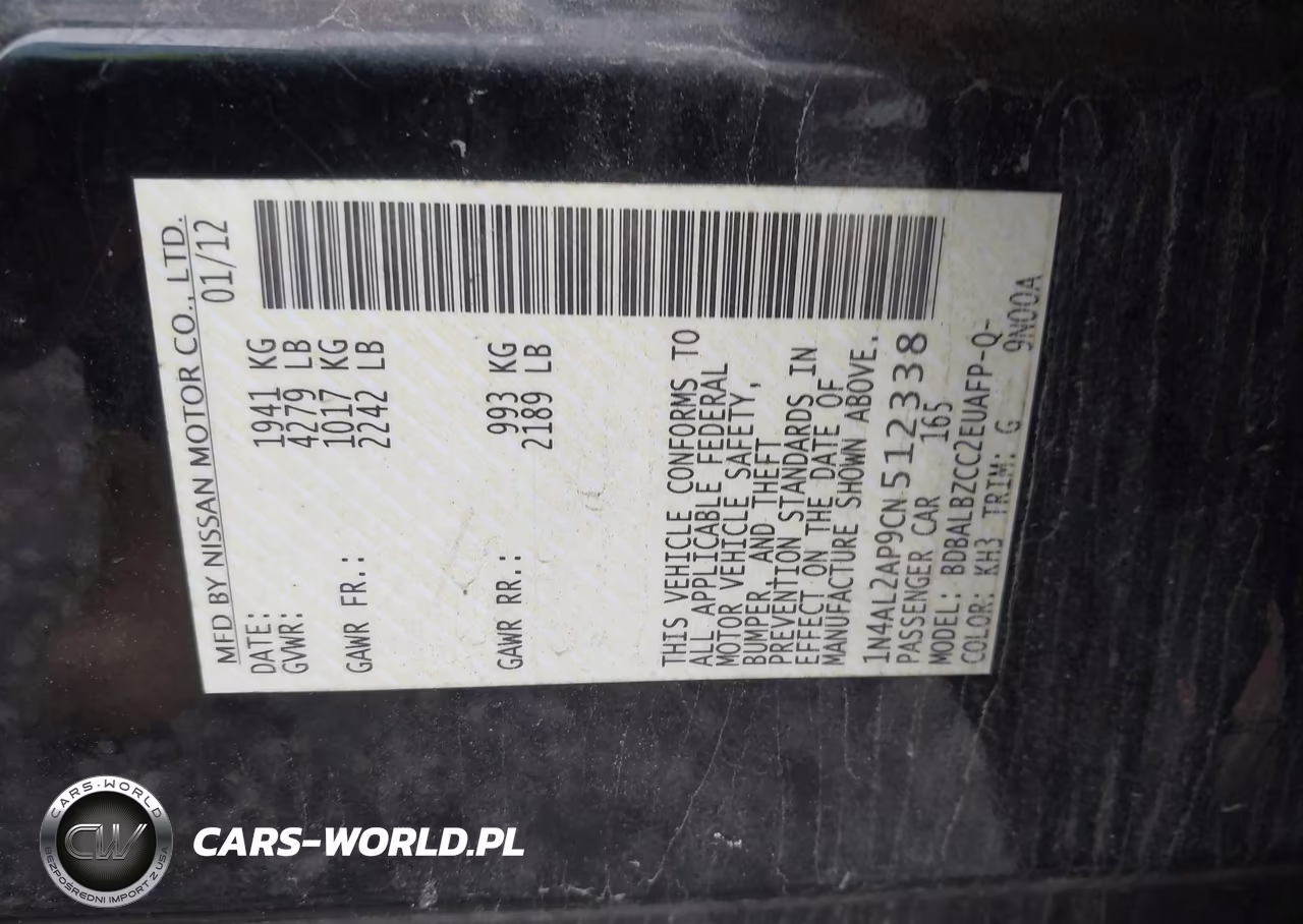 2012 Nissan Altima 2.5 S VIN:1N4AL2AP9CN512338 - 9