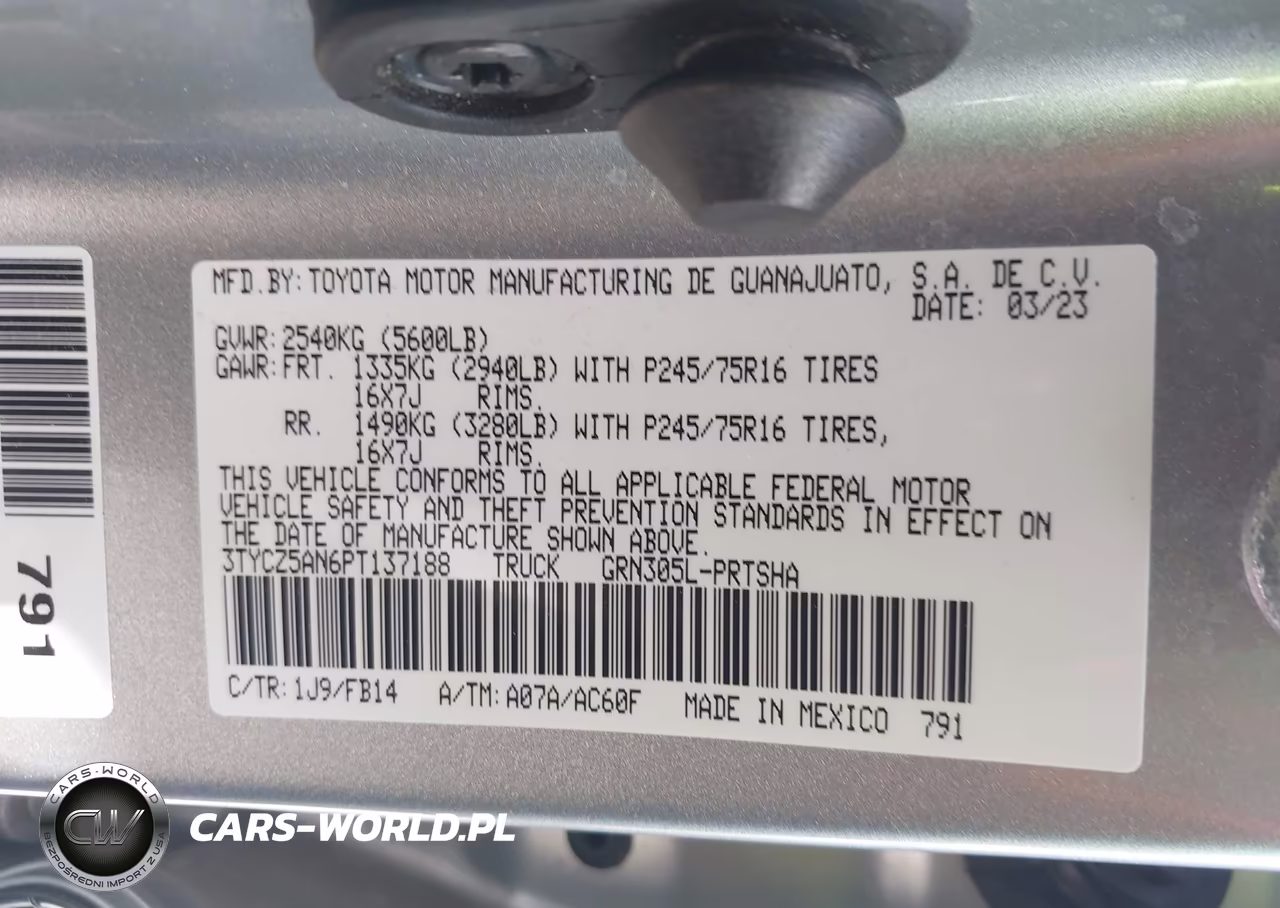 2023 Toyota Tacoma Sr V6 VIN:3TYCZ5AN6PT137188 - 9