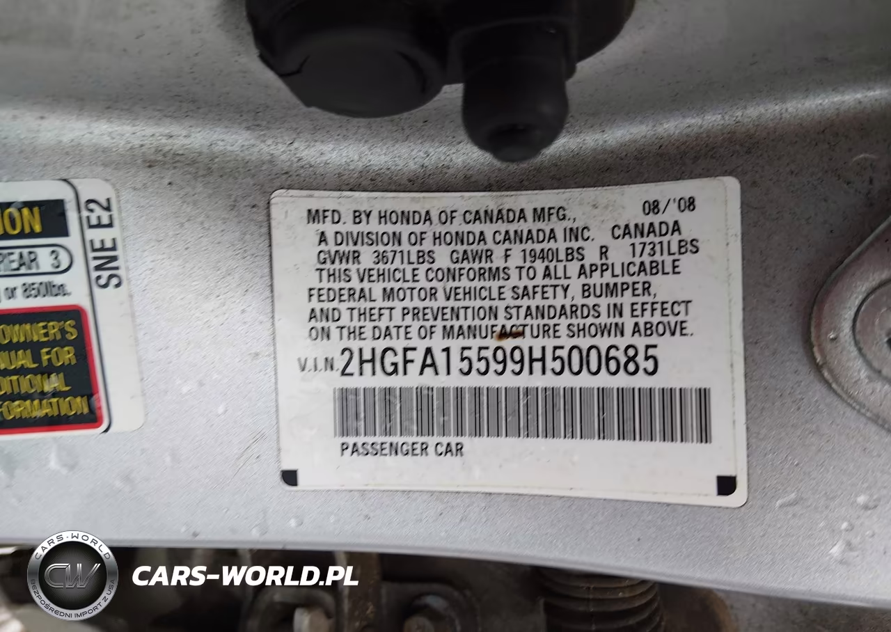2009 Honda Civic Lx VIN:2HGFA15599H500685 - 9