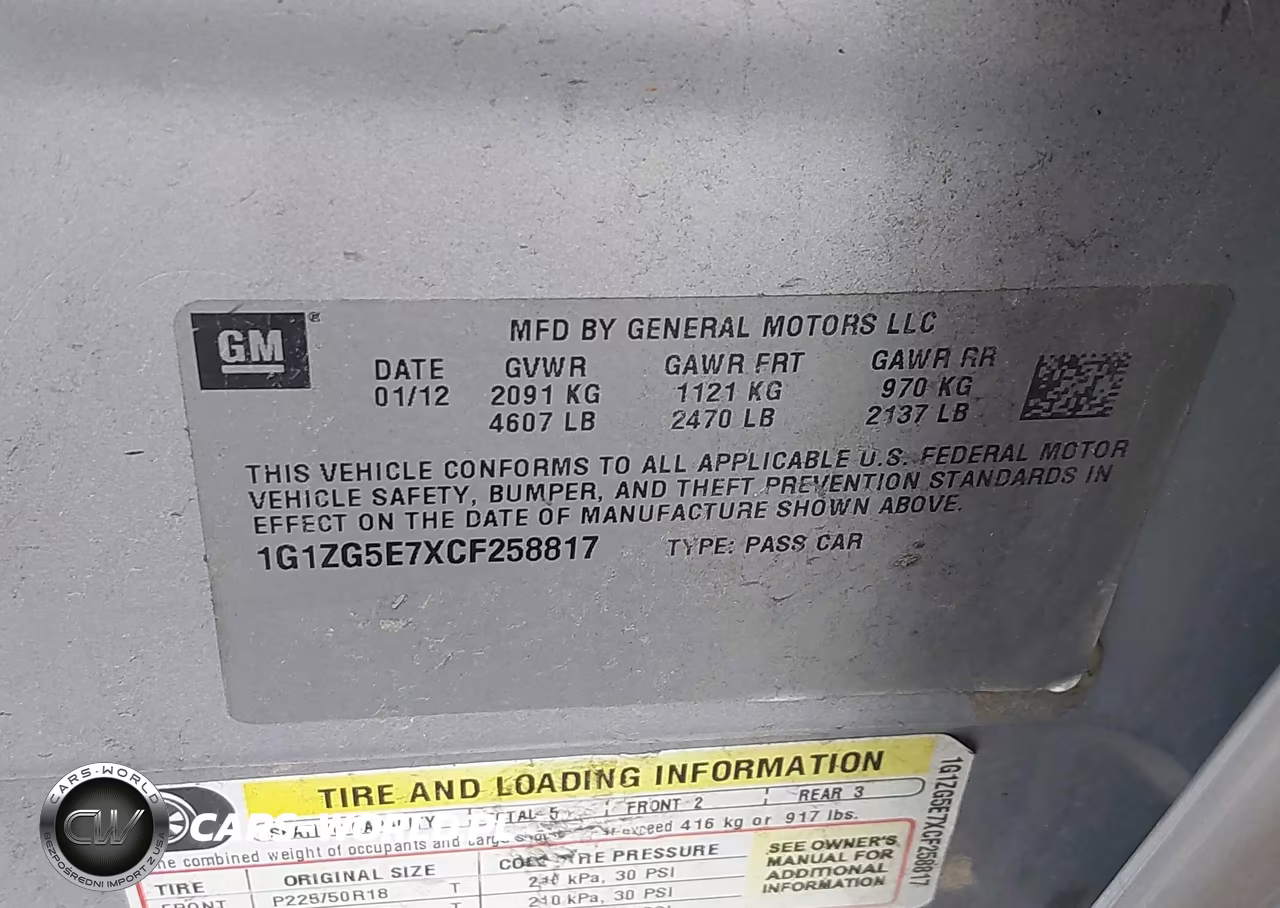 2012 Chevrolet Malibu 2Lz VIN:1G1ZG5E7XCF258817 - 9