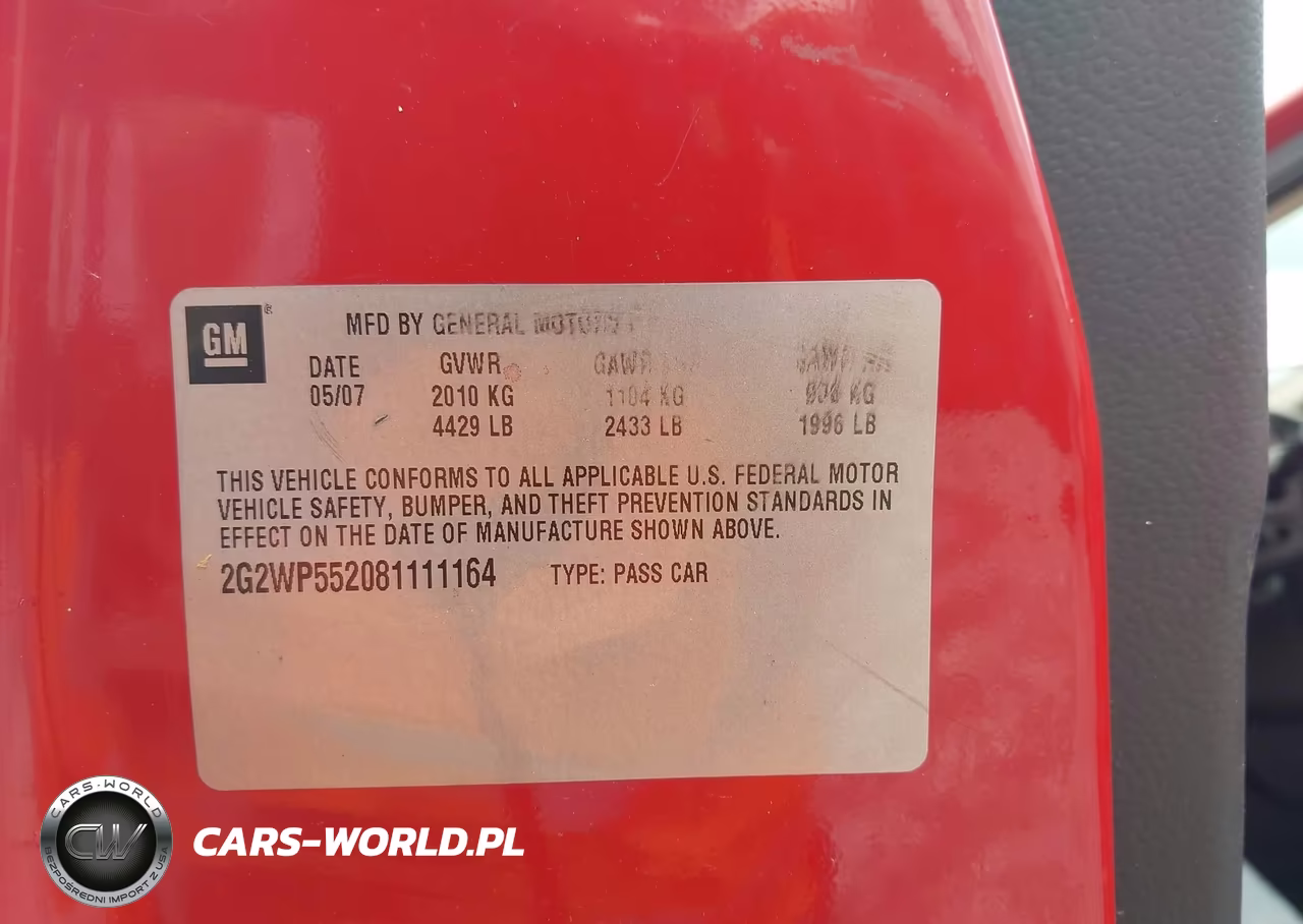 2008 Pontiac Grand Prix VIN:2G2WP552081111164 - 9