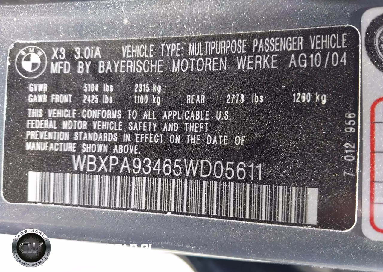 2005 BMW X3 3.0I VIN:WBXPA93465WD05611 - 9
