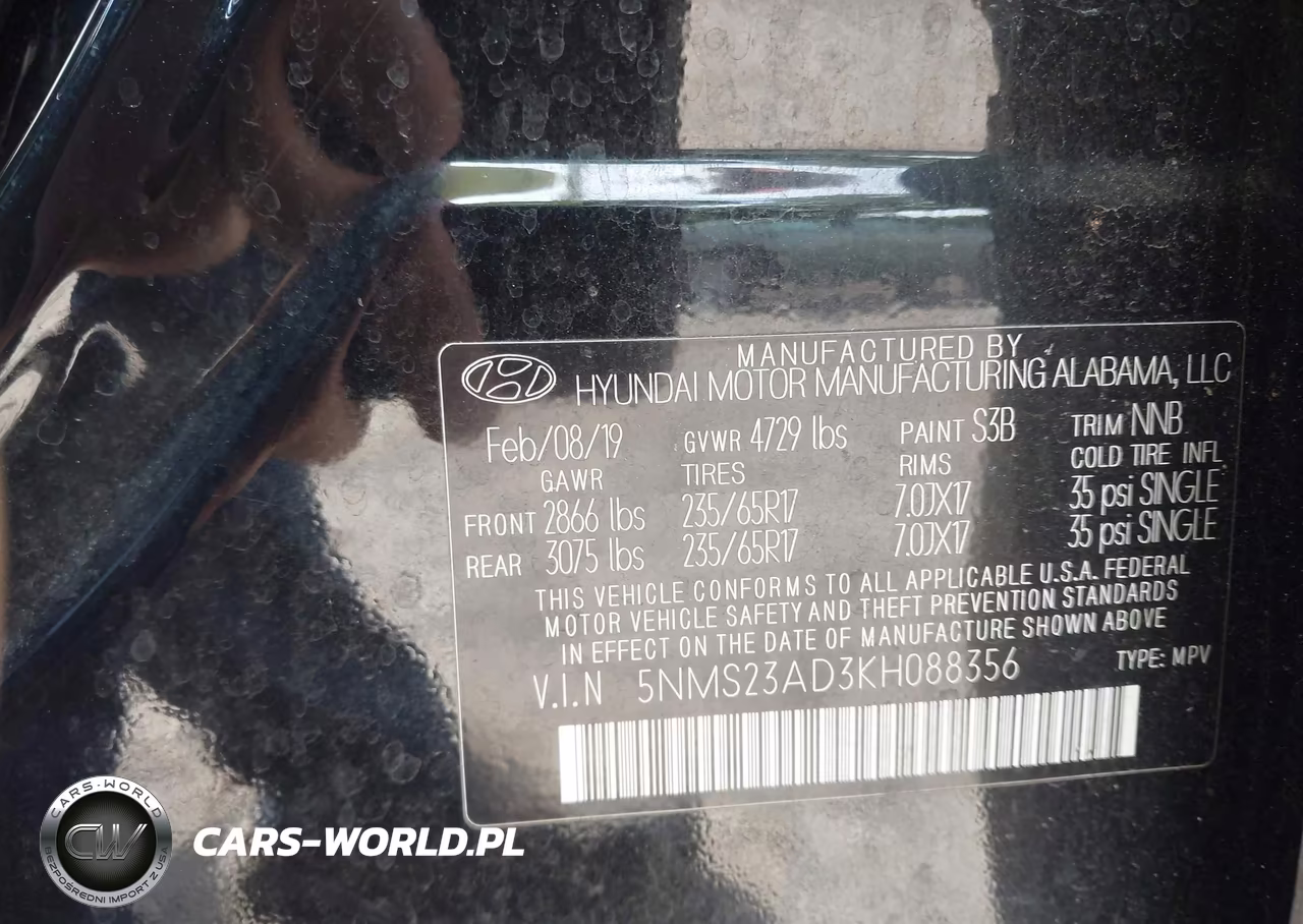 2019 Hyundai Santa Fe Se VIN:5NMS23AD3KH088356 - 9