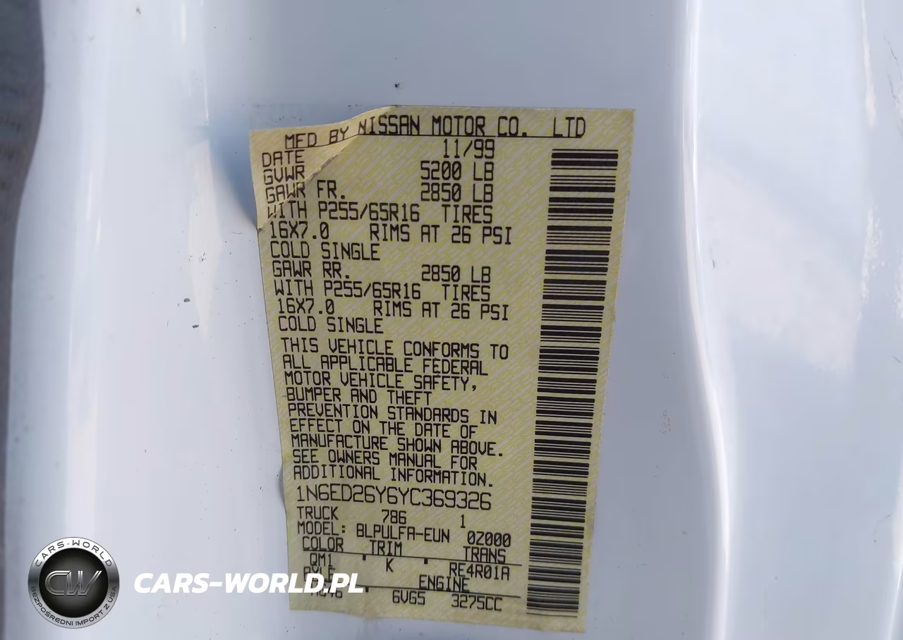 2000 Nissan Frontier Se-V6-Xe-V6 VIN:1N6ED26Y6YC369326 - 9