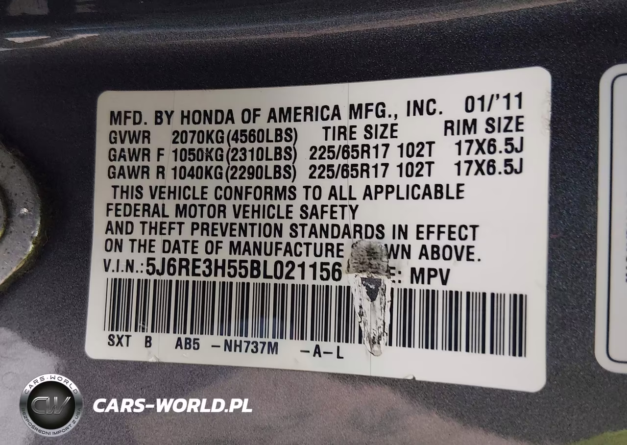 2011 Honda Cr-V Ex VIN:5J6RE3H55BL021156 - 9