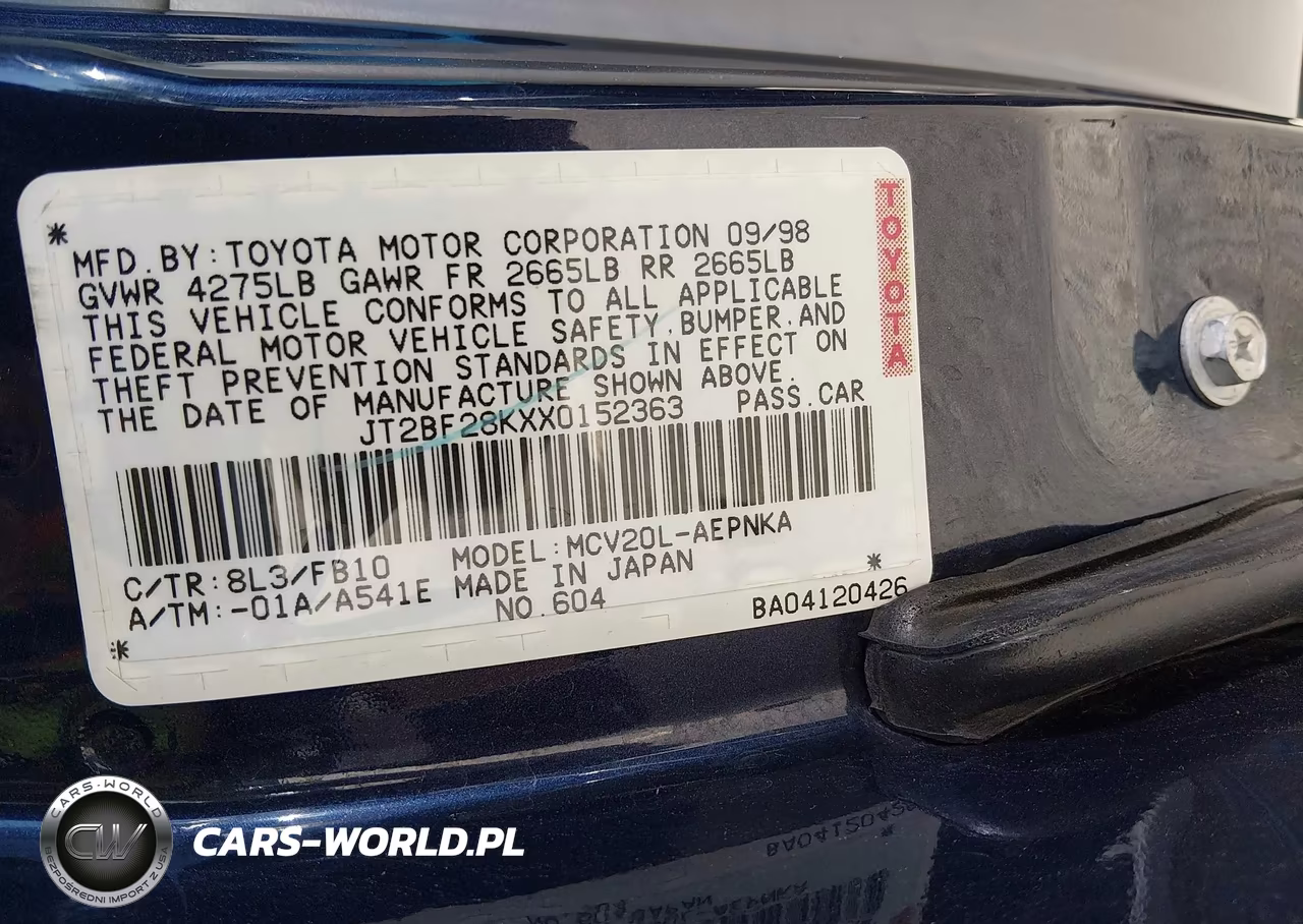 1999 Toyota Camry Le V6-Xle V6 VIN:JT2BF28KXX0152363 - 9
