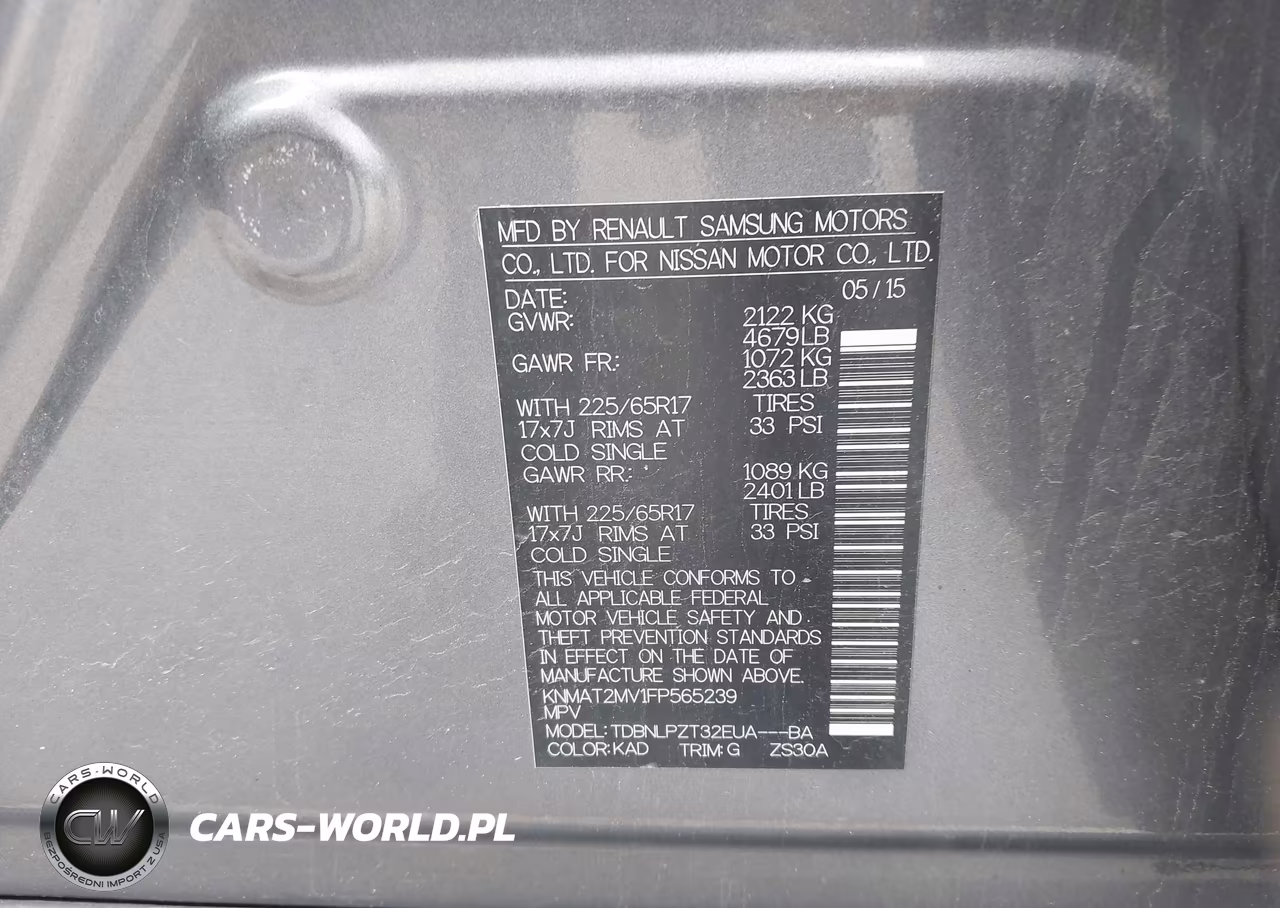 2015 Nissan Rogue S VIN:KNMAT2MV1FP565239 - 9