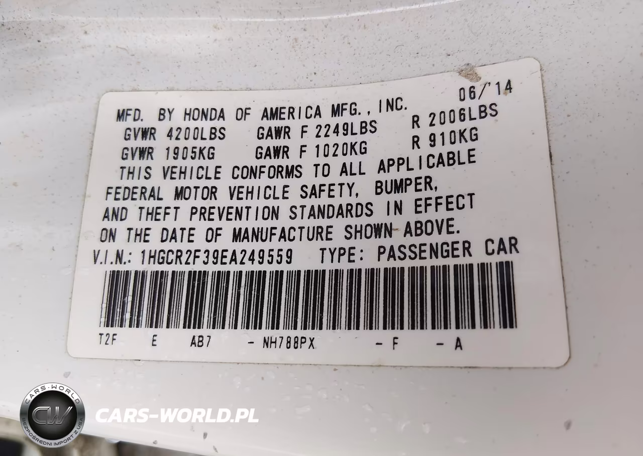 2014 Honda Accord Lx VIN:1HGCR2F39EA249559 - 9