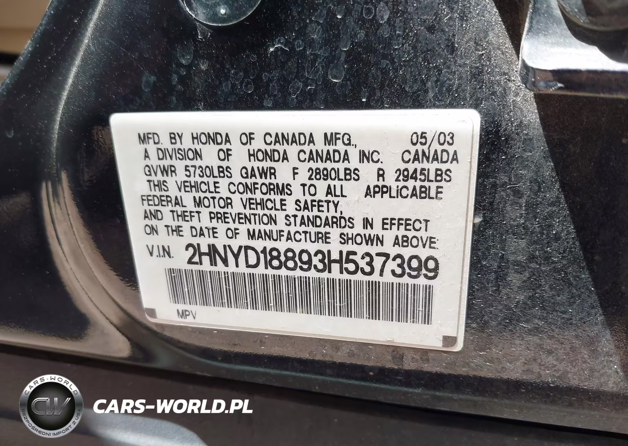 2003 Acura Mdx VIN:2HNYD18893H537399 - 9