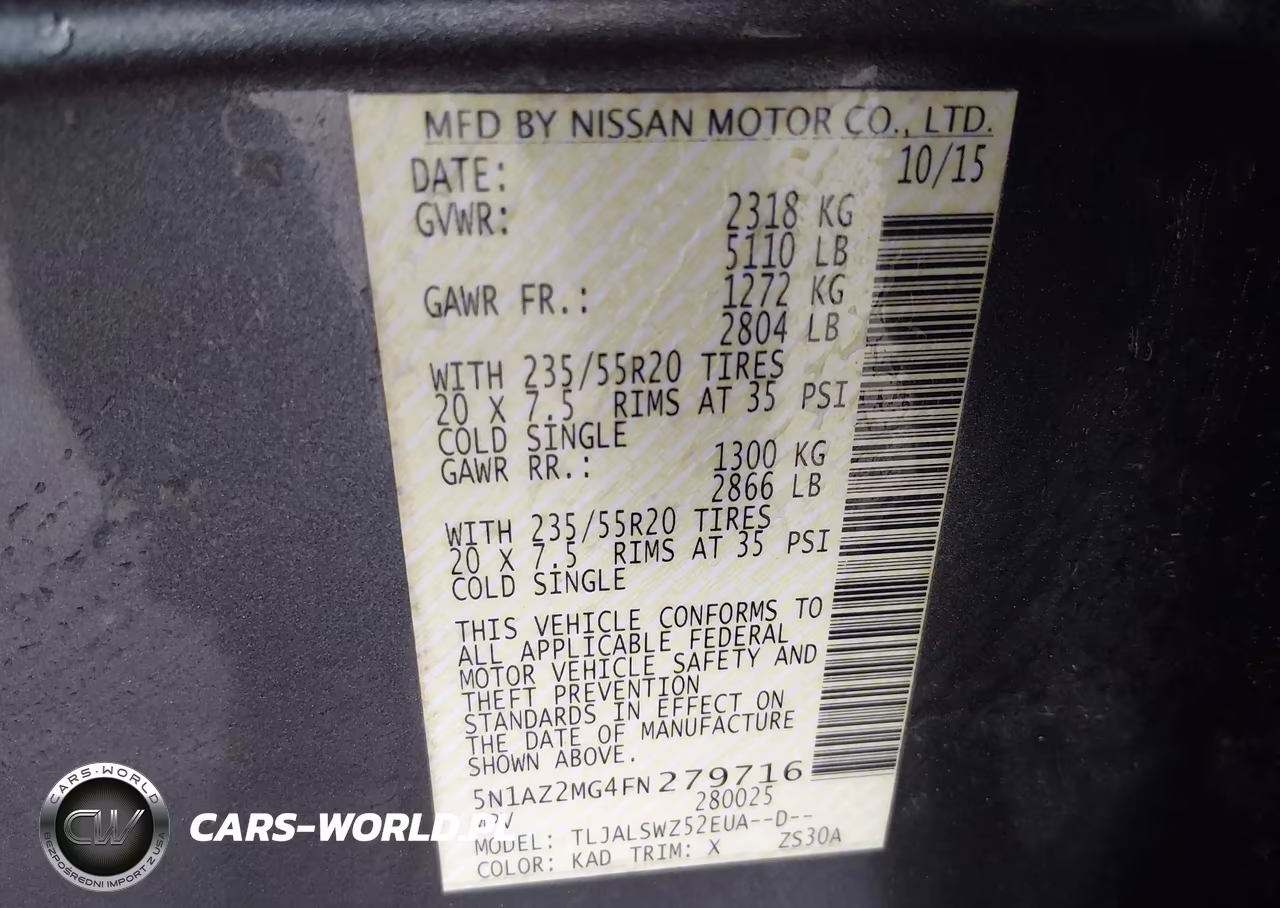2015 Nissan Murano Platinum VIN:5N1AZ2MG4FN279716 - 9