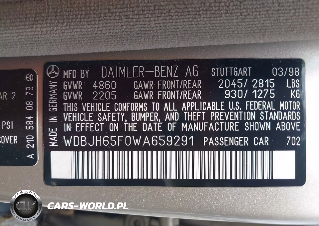 1998 Mercedes-Benz E 320 VIN:WDBJH65F0WA659291 - 9