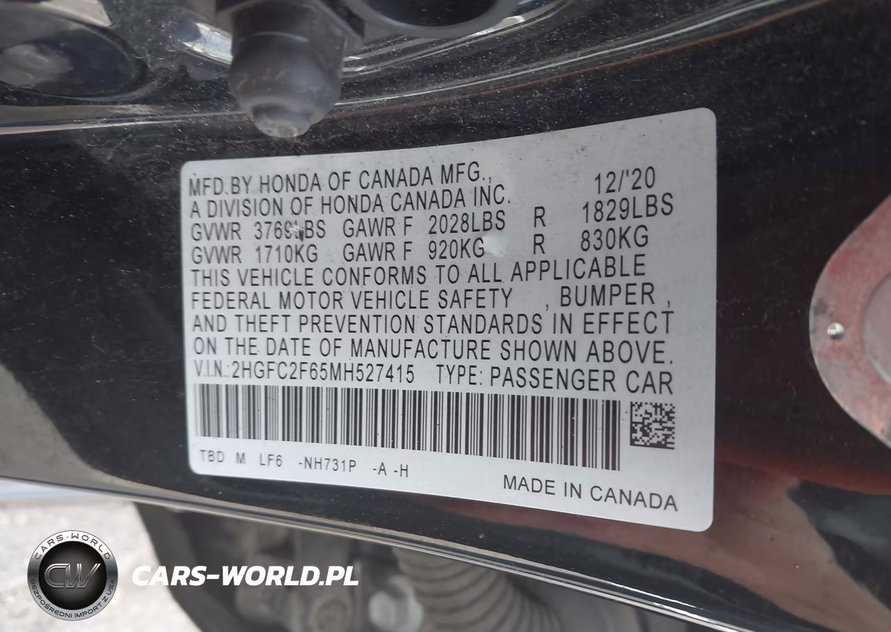 2021 Honda Civic Lx VIN:2HGFC2F65MH527415 - 9
