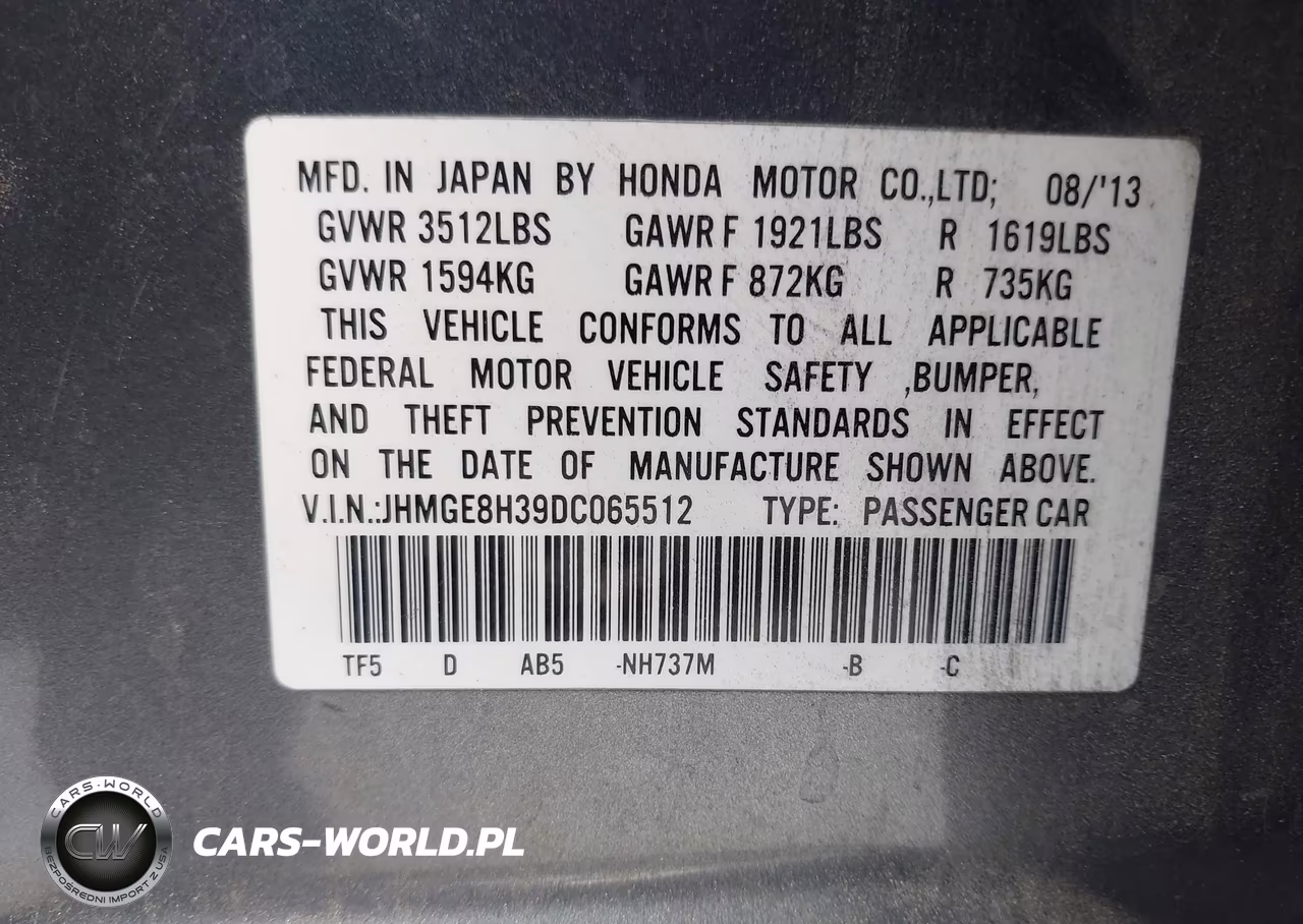 2013 Honda Fit VIN:JHMGE8H39DC065512 - 9