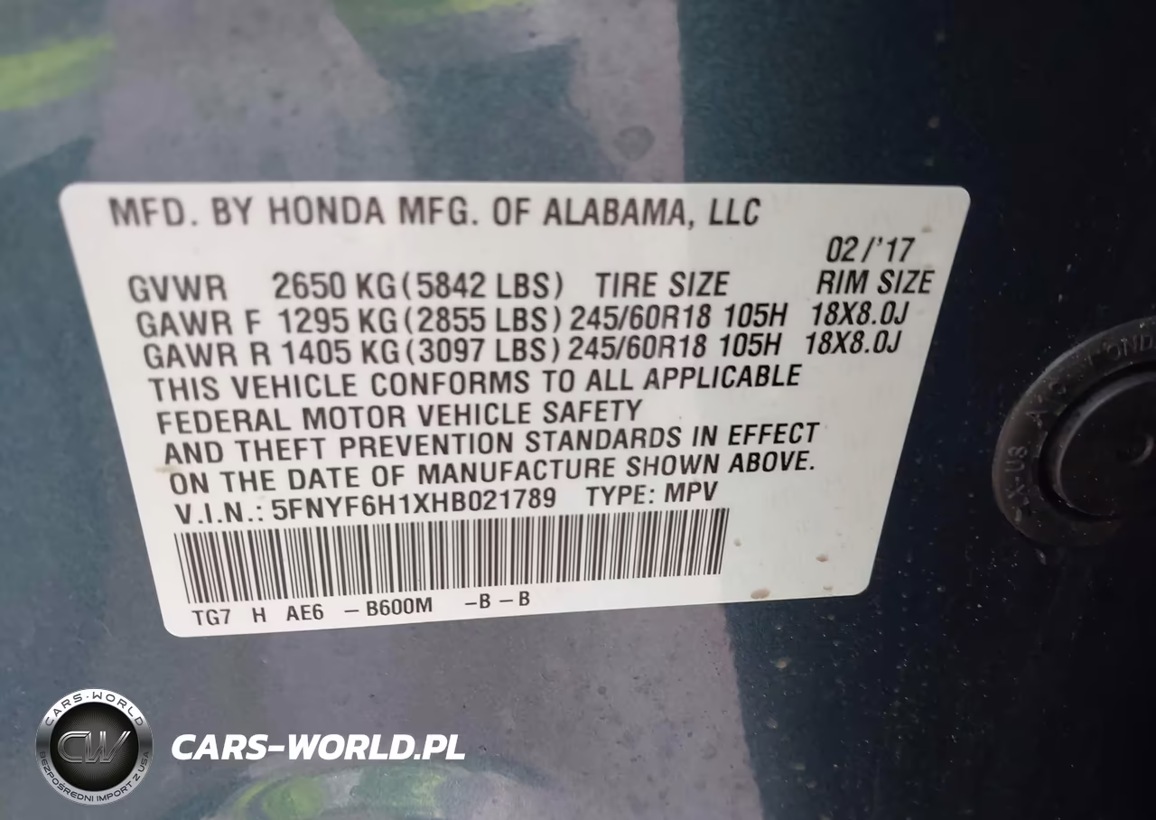 2017 Honda Pilot Lx VIN:5FNYF6H1XHB021789 - 9