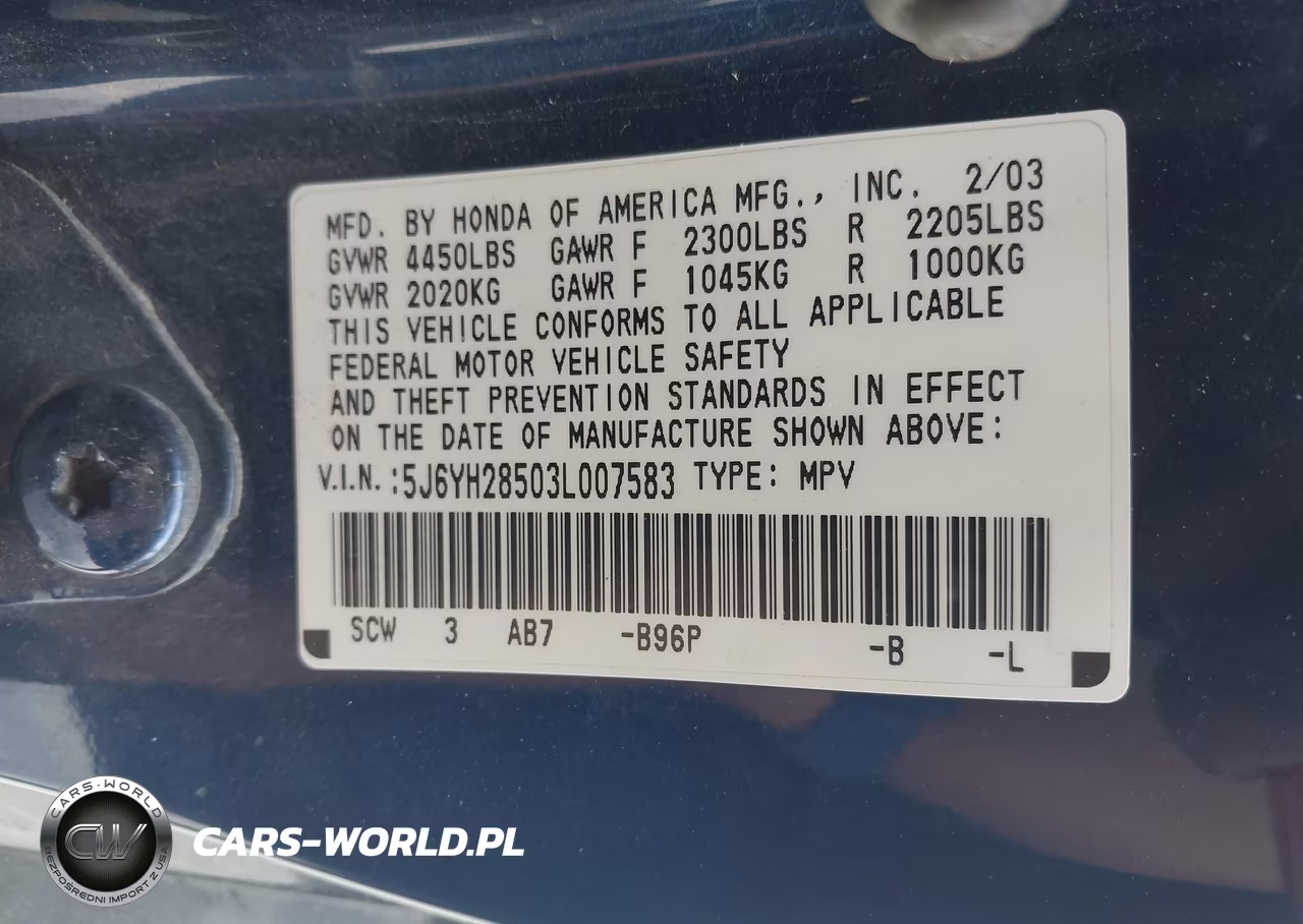2003 Honda Element Ex VIN:5J6YH28503L007583 - 9