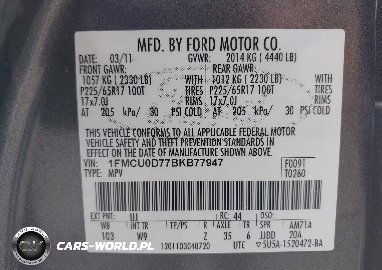 2011 Ford Escape Xlt VIN:1FMCU0D77BKB77947 - 9