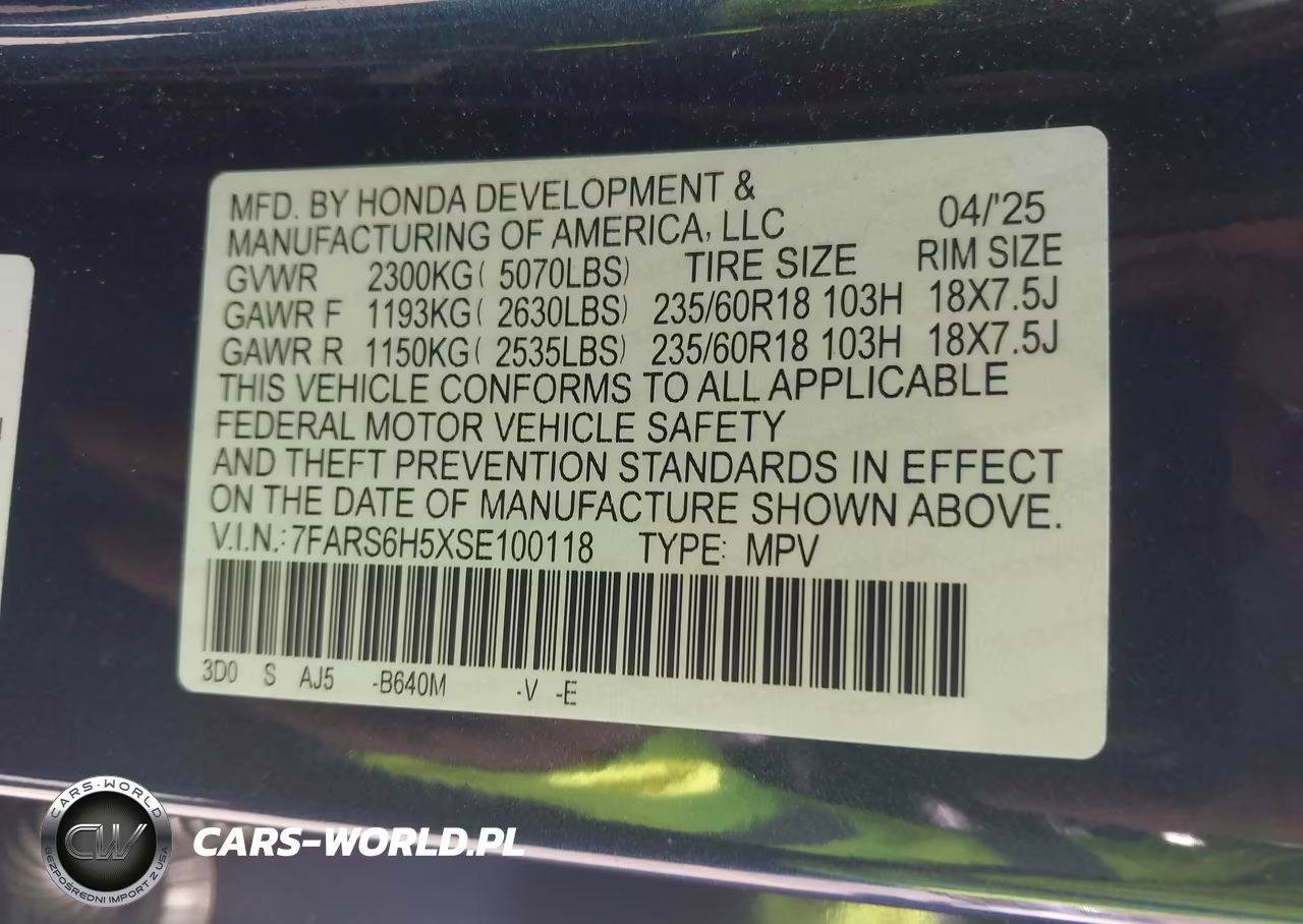 2025 Honda Cr-V Hybrid Sport VIN:7FARS6H5XSE100118 - 9