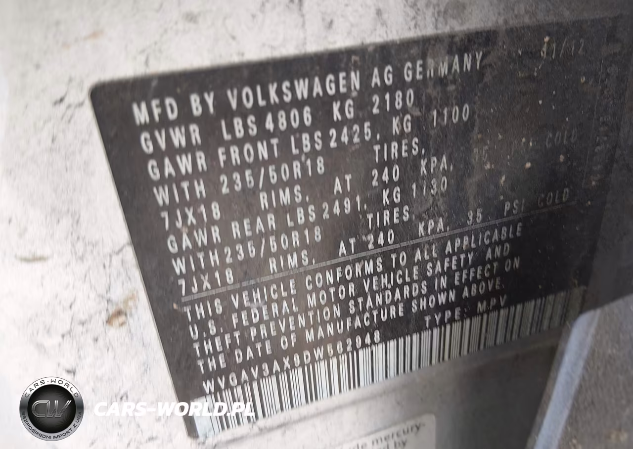 2013 Volkswagen Tiguan Se VIN:WVGAV3AX9DW562948 - 9