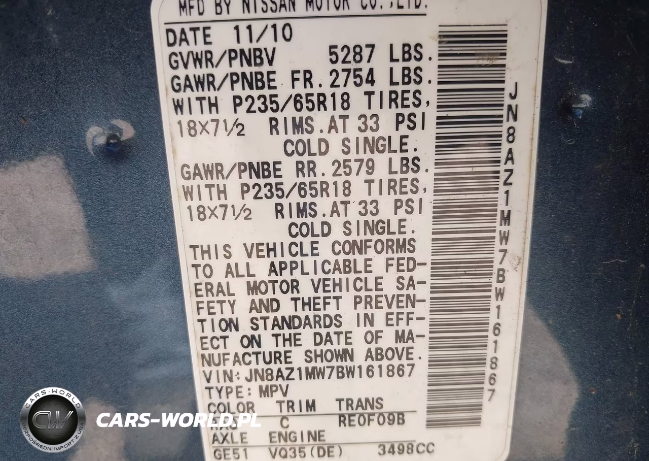 2011 Nissan Murano Sl VIN:JN8AZ1MW7BW161867 - 9