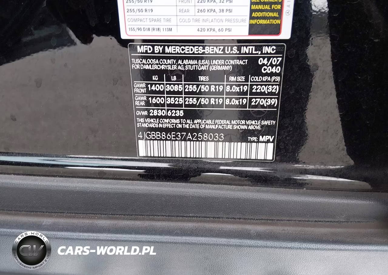 2007 Mercedes-Benz Ml 350 4Matic VIN:4JGBB86E37A258033 - 9