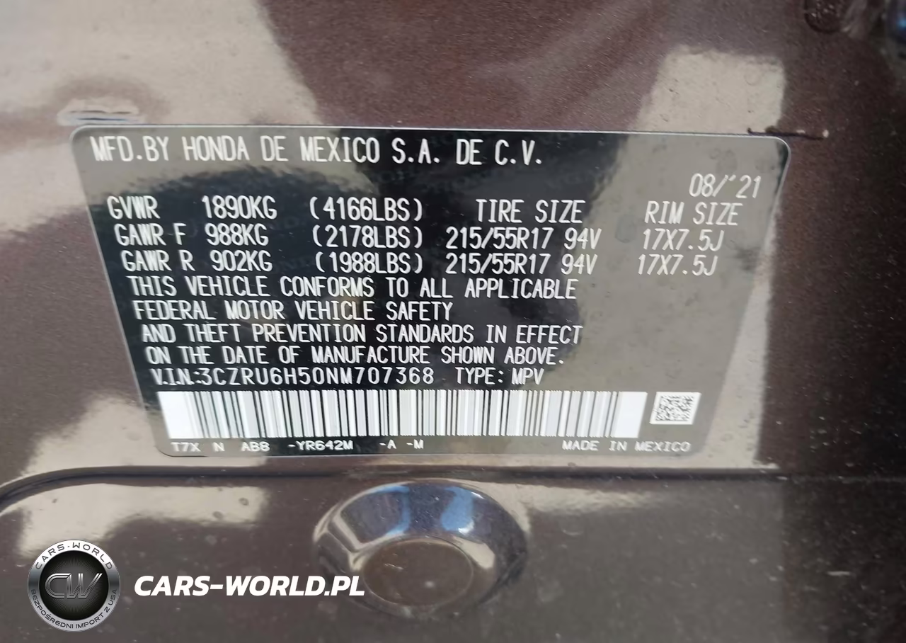 2022 Honda Hr-V Awd Ex VIN:3CZRU6H50NM707368 - 9