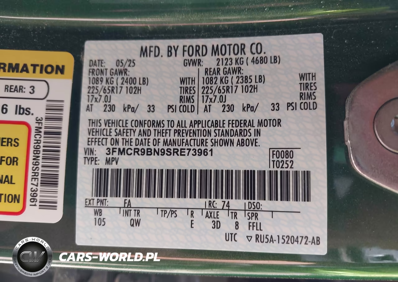 2025 Ford Bronco Sport Big Bend VIN:3FMCR9BN9SRE73961 - 9