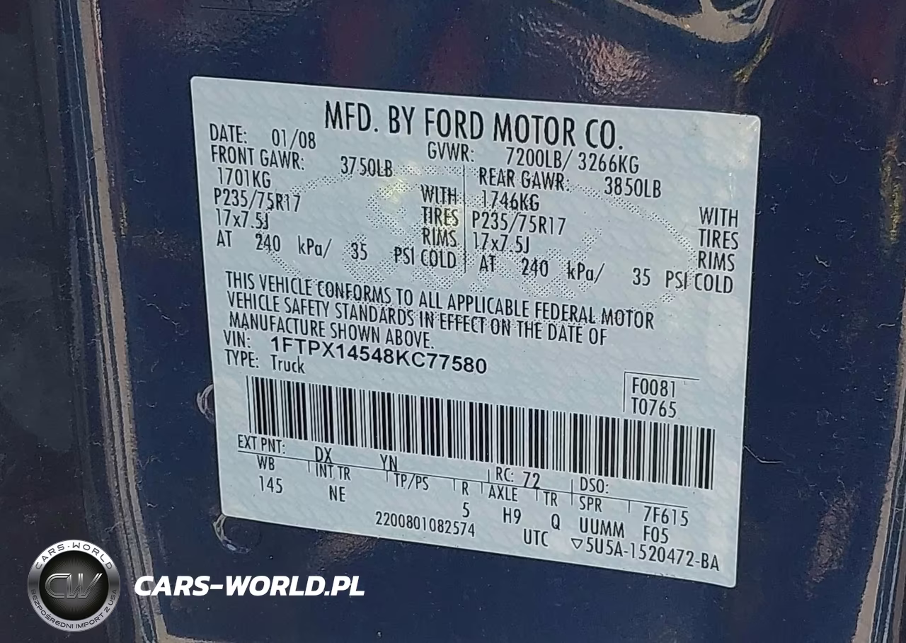 2008 Ford F-150 Fx4-Lariat-Xl-Xlt VIN:1FTPX14548KC77580 - 9
