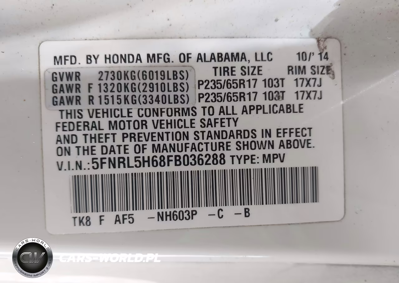 2015 Honda Odyssey Ex-L VIN:5FNRL5H68FB036288 - 9