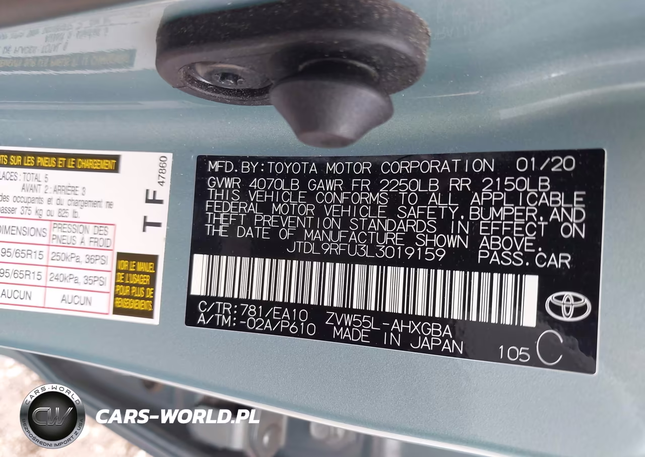 2020 Toyota Prius Xle Awd-E VIN:JTDL9RFU3L3019159 - 9