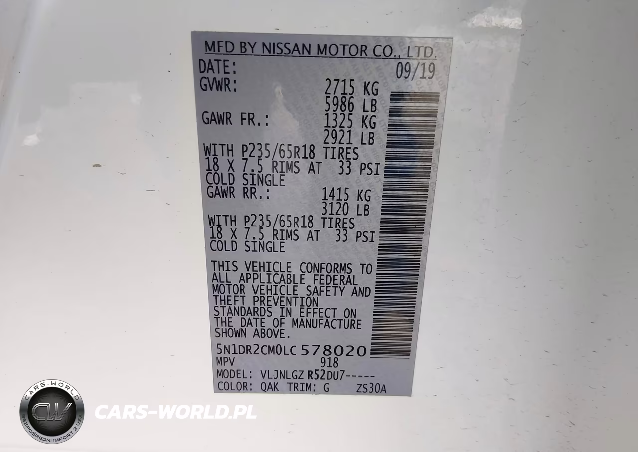 2020 Nissan Pathfinder Sl 4Wd VIN:5N1DR2CM0LC578020 - 9
