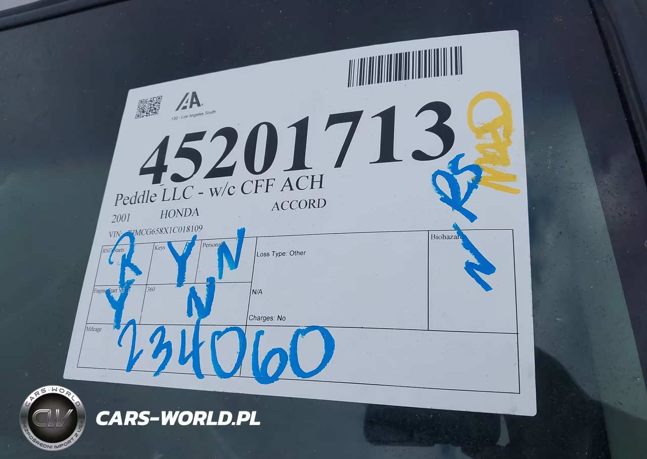 2001 Honda Accord 2.3 Ex VIN:JHMCG658X1C018109 - 12