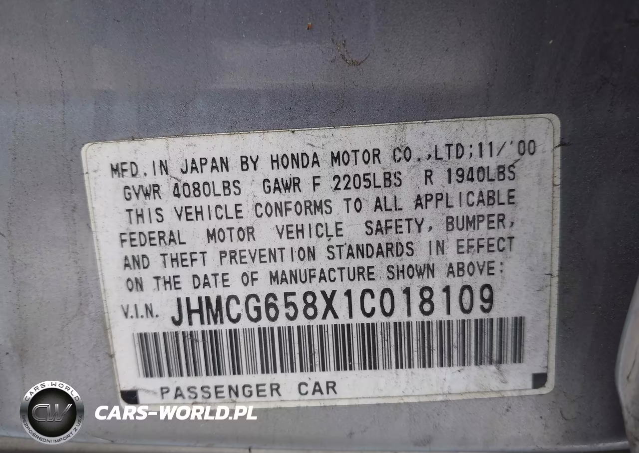 2001 Honda Accord 2.3 Ex VIN:JHMCG658X1C018109 - 9