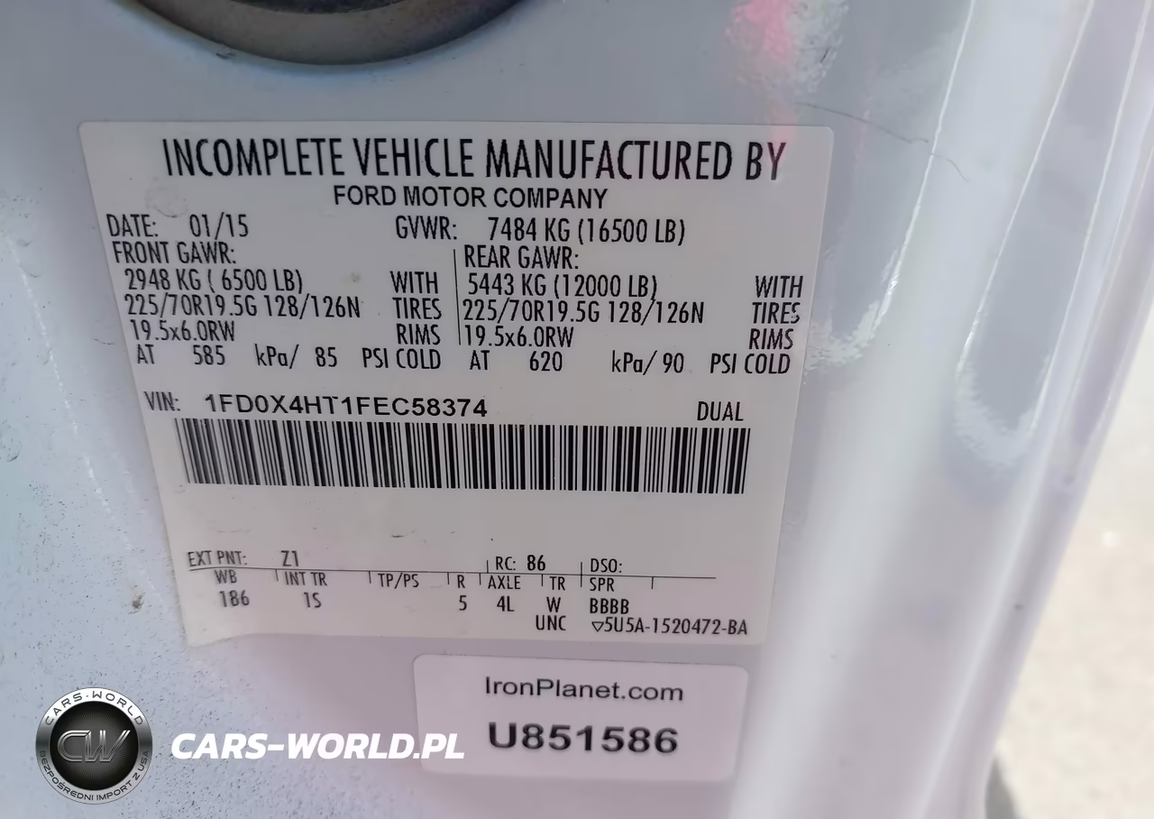 2015 Ford F-450 Chassis Xl VIN:1FD0X4HT1FEC58374 - 8