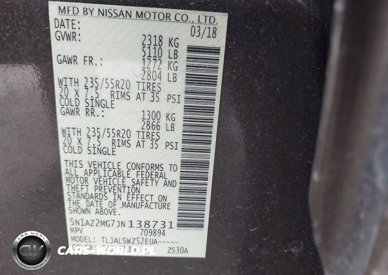 2018 Nissan Murano Platinum VIN:5N1AZ2MG7JN138731 - 9