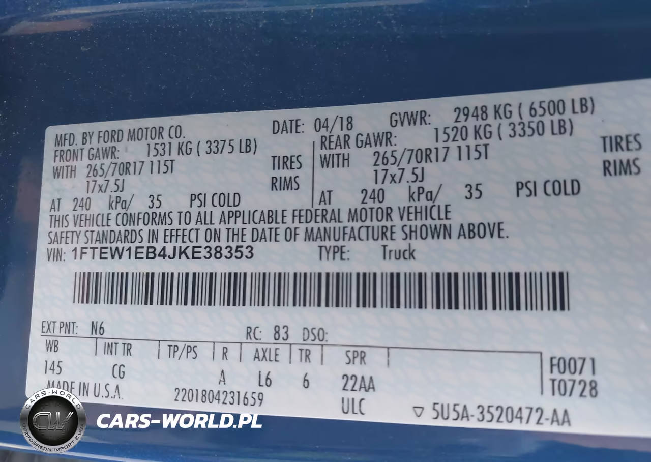 2018 Ford F-150 Xl VIN:1FTEW1EB4JKE38353 - 9
