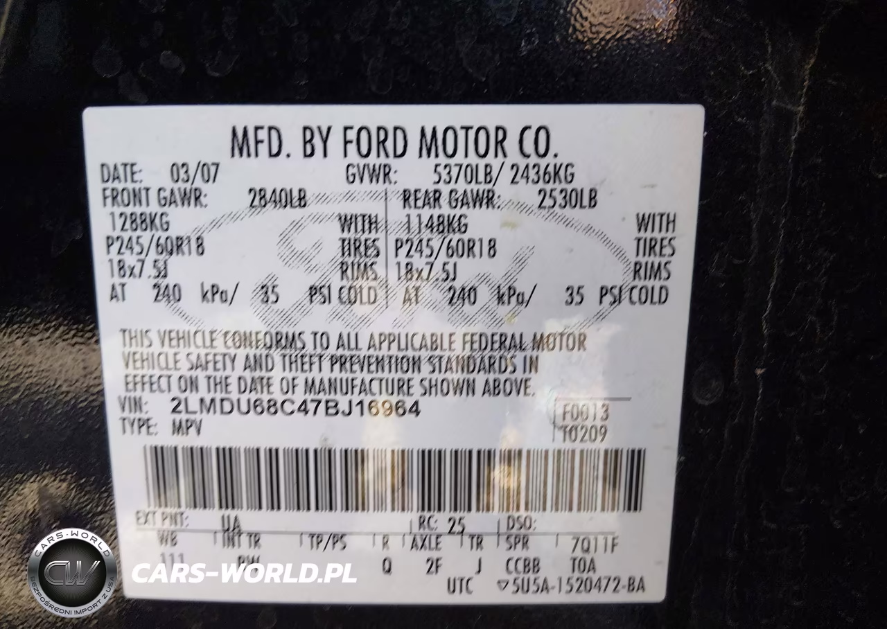 2007 Lincoln Mkx VIN:2LMDU68C47BJ16964 - 9