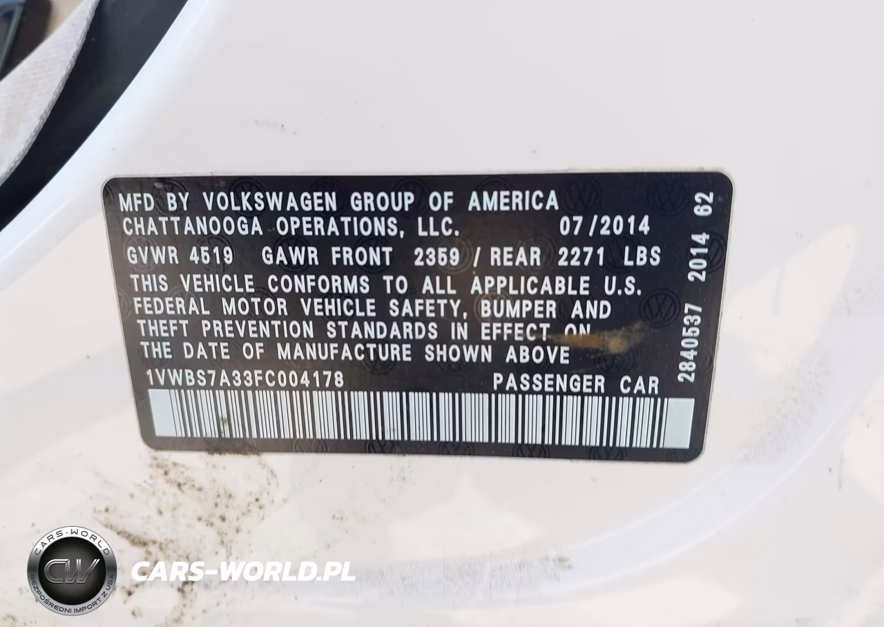 2015 Volkswagen Passat 1.8T Se VIN:1VWBS7A33FC004178 - 9