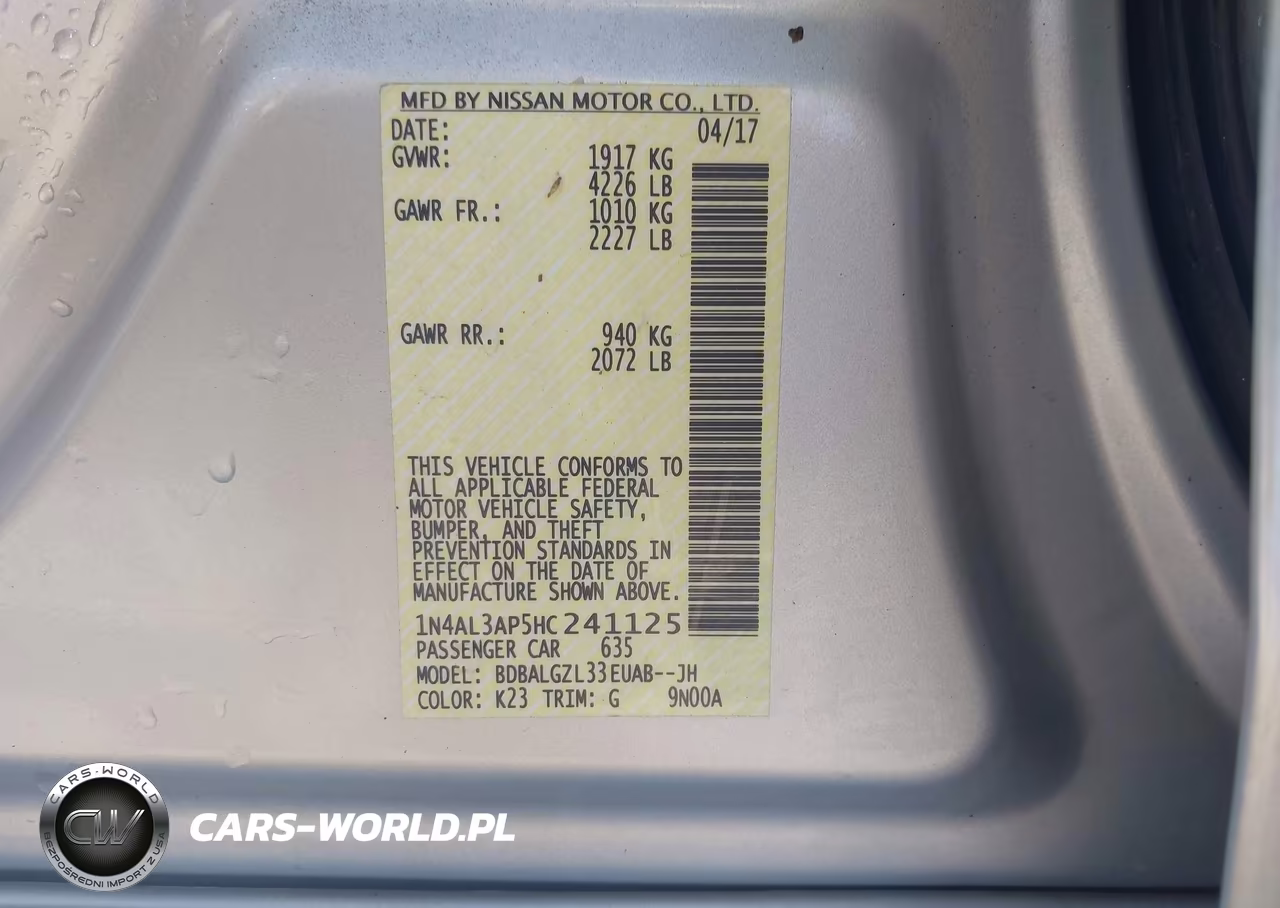 2017 Nissan Altima 2.5 S VIN:1N4AL3AP5HC241125 - 9