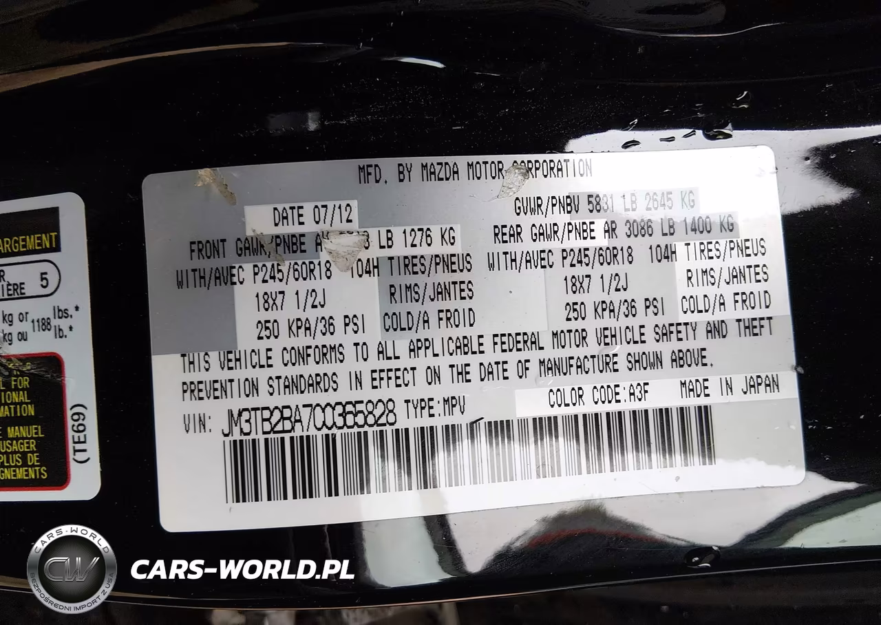 2012 Mazda Cx-9 Sport VIN:JM3TB2BA7C0365828 - 9