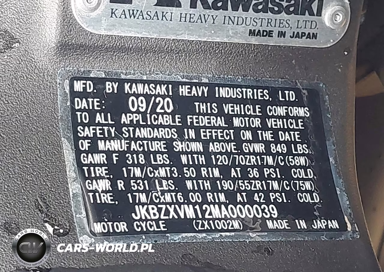 2021 Kawasaki Zx1002 M VIN:JKBZXVM12MA000039 - 10