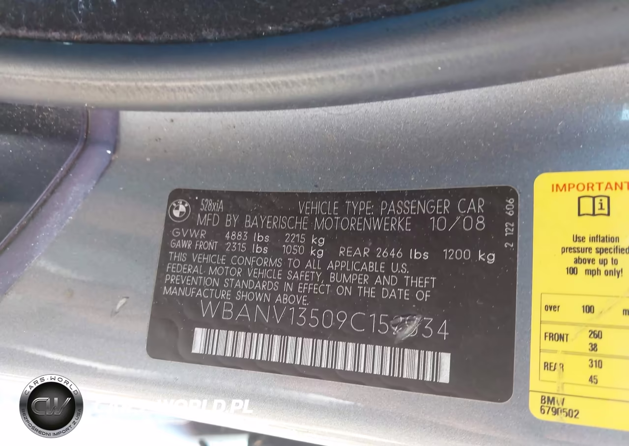 2009 BMW 528I xDrive VIN:WBANV13509C152034 - 9