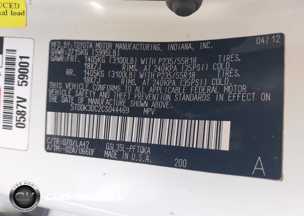 2012 Toyota Sienna Limited 7 Passenger VIN:5TDDK3DC2CS044469 - 9